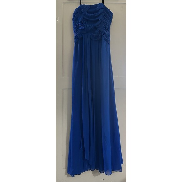 Laundry by Shelli Segal Women Blue Chiffon Twist Front Full Gown Dress Sz 8 - Picture 1 of 10